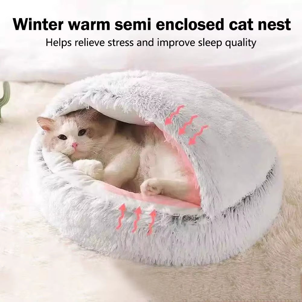 Cozy Enclosed Cat Bed – Soft & Secure