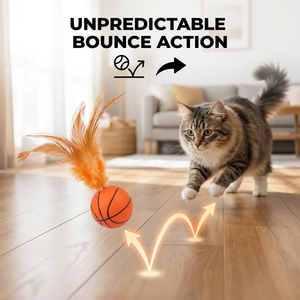 【6 Pieces】Interactive Cat Toy Feather Bounce Ball Self Play Hunting Instinct Toy for Indoor Cats Keep Cats Active Reduce Boredom Anxiety Kitten Exercise Toy Lightweight Durable Cat Enrichment Toy 6 Pack Cat Toys for Indoor Cats Kitten Play Activity Home