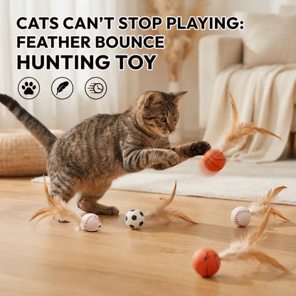 【6 Pieces】Interactive Cat Toy Feather Bounce Ball Self Play Hunting Instinct Toy for Indoor Cats Keep Cats Active Reduce Boredom Anxiety Kitten Exercise Toy Lightweight Durable Cat Enrichment Toy 6 Pack Cat Toys for Indoor Cats Kitten Play Activity Home