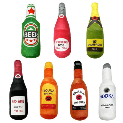 Funny Dog Toy Plush Beer Bottle Squeaky