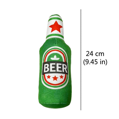 Funny Dog Toy Plush Beer Bottle Squeaky