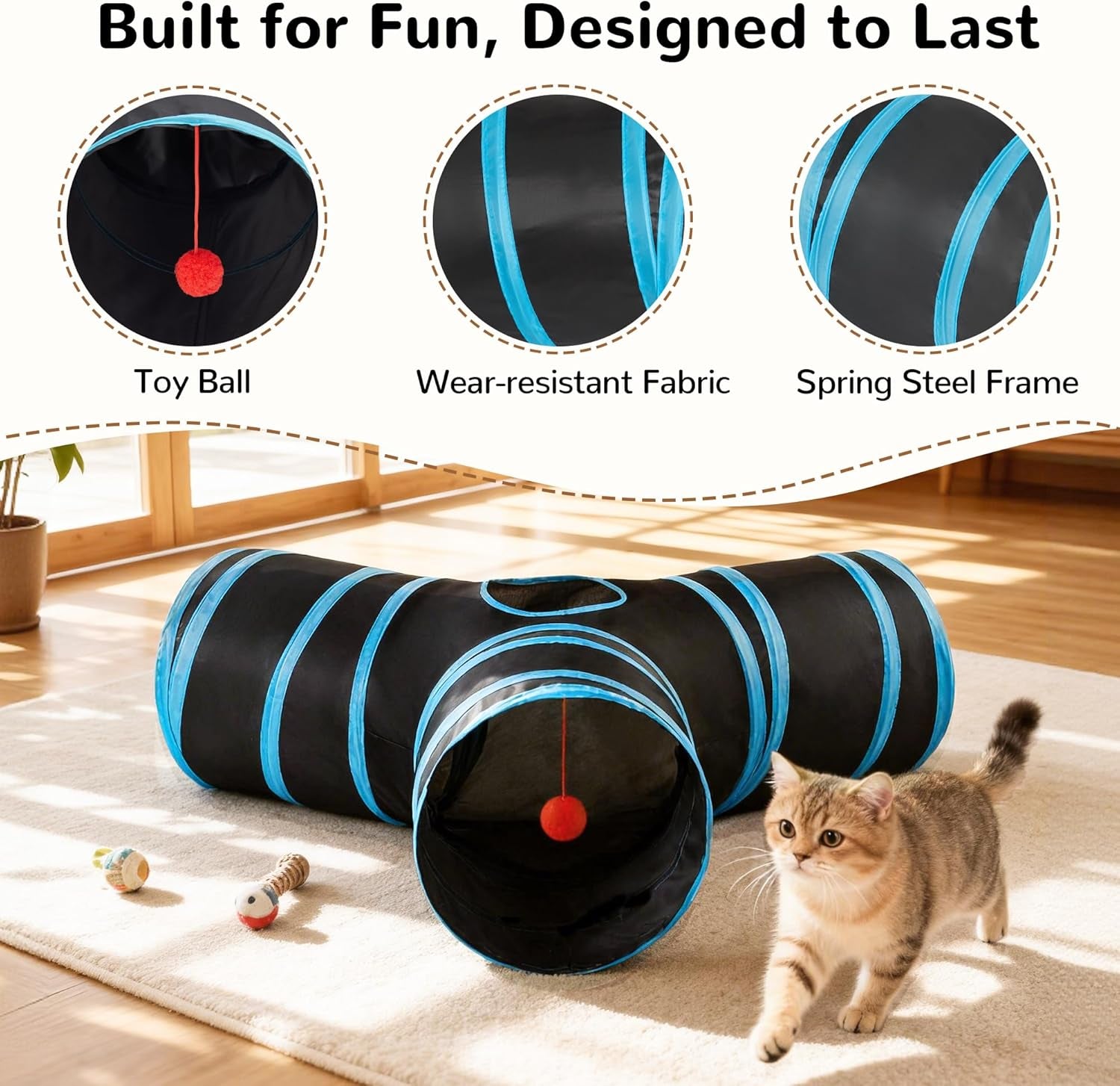 Cat Tunnel Toy – 3-Way Peek & Play