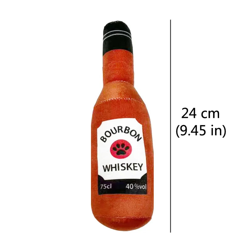 Funny Dog Toy Plush Beer Bottle Squeaky