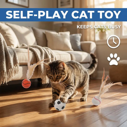 【6 Pieces】Interactive Cat Toy Feather Bounce Ball Self Play Hunting Instinct Toy for Indoor Cats Keep Cats Active Reduce Boredom Anxiety Kitten Exercise Toy Lightweight Durable Cat Enrichment Toy 6 Pack Cat Toys for Indoor Cats Kitten Play Activity Home