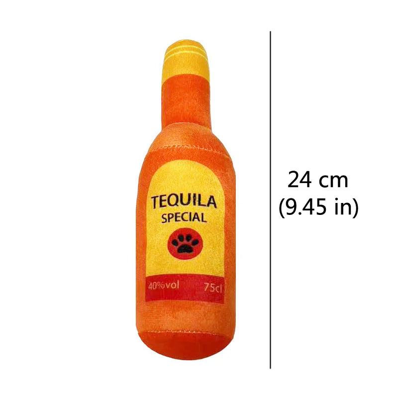 Funny Dog Toy Plush Beer Bottle Squeaky